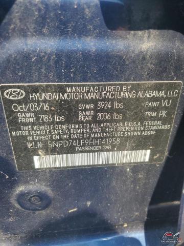 5NPD74LF9HH141958 2017 HYUNDAI ELANTRA photo no. 12