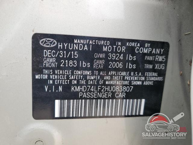KMHD74LF2HU083807 2017 HYUNDAI ELANTRA photo no. 12