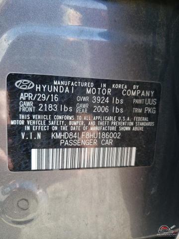 KMHD84LF8HU186002 2017 HYUNDAI ELANTRA photo no. 12