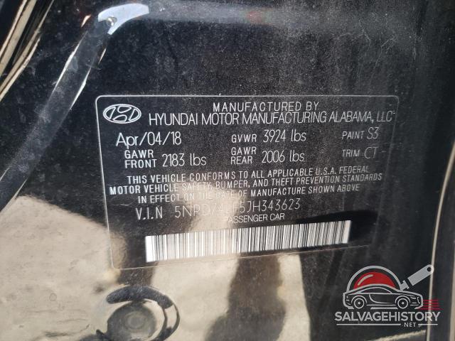 5NPD74LF5JH343623 2018 HYUNDAI ELANTRA photo no. 12