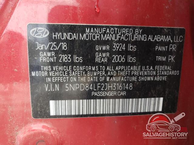 5NPD84LF2JH316148 2018 HYUNDAI ELANTRA photo no. 13