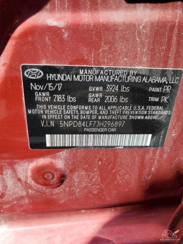 5NPD84LF7JH296897 2018 HYUNDAI ELANTRA photo no. 12