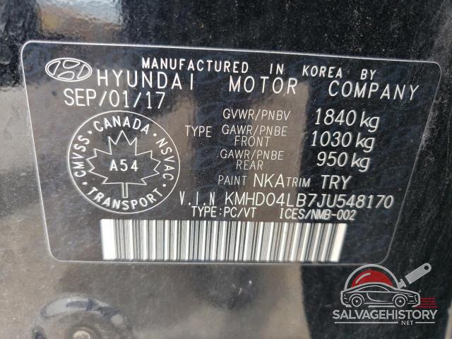 KMHD04LB7JU548170 2018 HYUNDAI ELANTRA photo no. 13