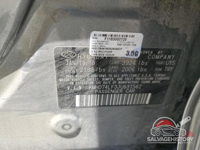 KMHD74LF3JU631562 2018 HYUNDAI ELANTRA photo no. 12