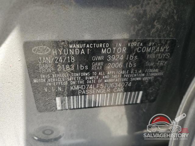 KMHD74LF5JU634074 2018 HYUNDAI ELANTRA photo no. 12