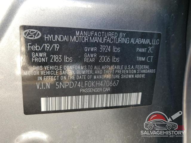 5NPD74LF0KH470667 2019 HYUNDAI ELANTRA photo no. 12