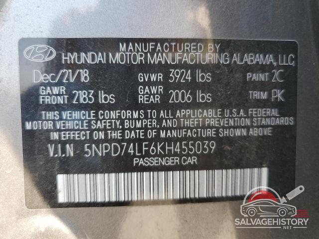 5NPD74LF6KH455039 2019 HYUNDAI ELANTRA photo no. 12