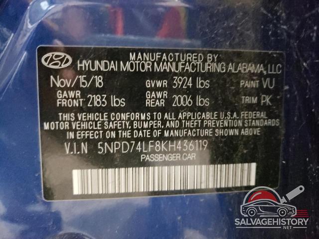 5NPD74LF8KH436119 2019 HYUNDAI ELANTRA photo no. 13
