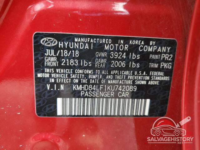 KMHD84LF1KU742089 2019 HYUNDAI ELANTRA photo no. 13