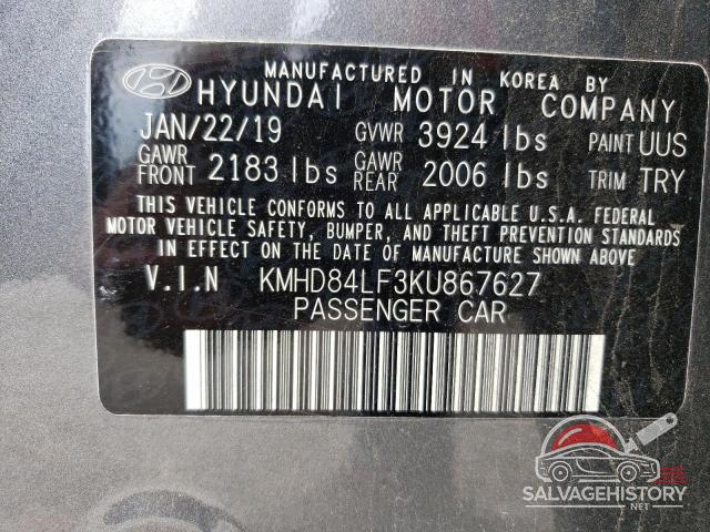 KMHD84LF3KU867627 2019 HYUNDAI ELANTRA photo no. 13