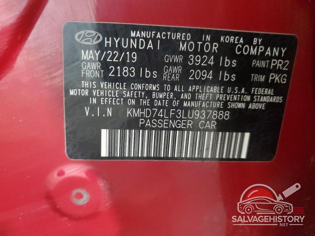 KMHD74LF3LU937888 2020 HYUNDAI ELANTRA photo no. 13