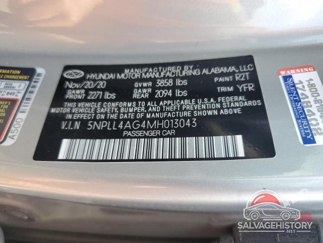 5NPLL4AG4MH013043 2021 HYUNDAI ELANTRA photo no. 12