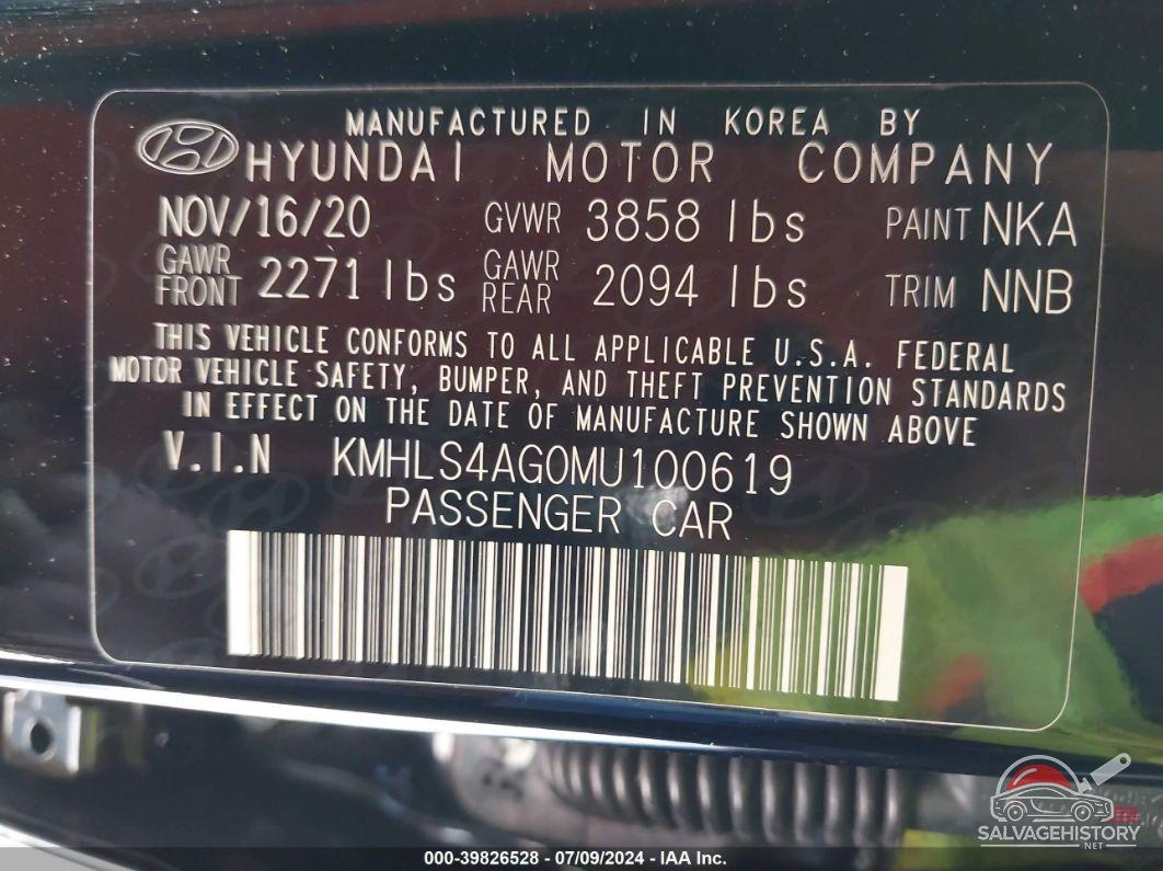 KMHLS4AG0MU100619 2021 HYUNDAI ELANTRA photo no. 9