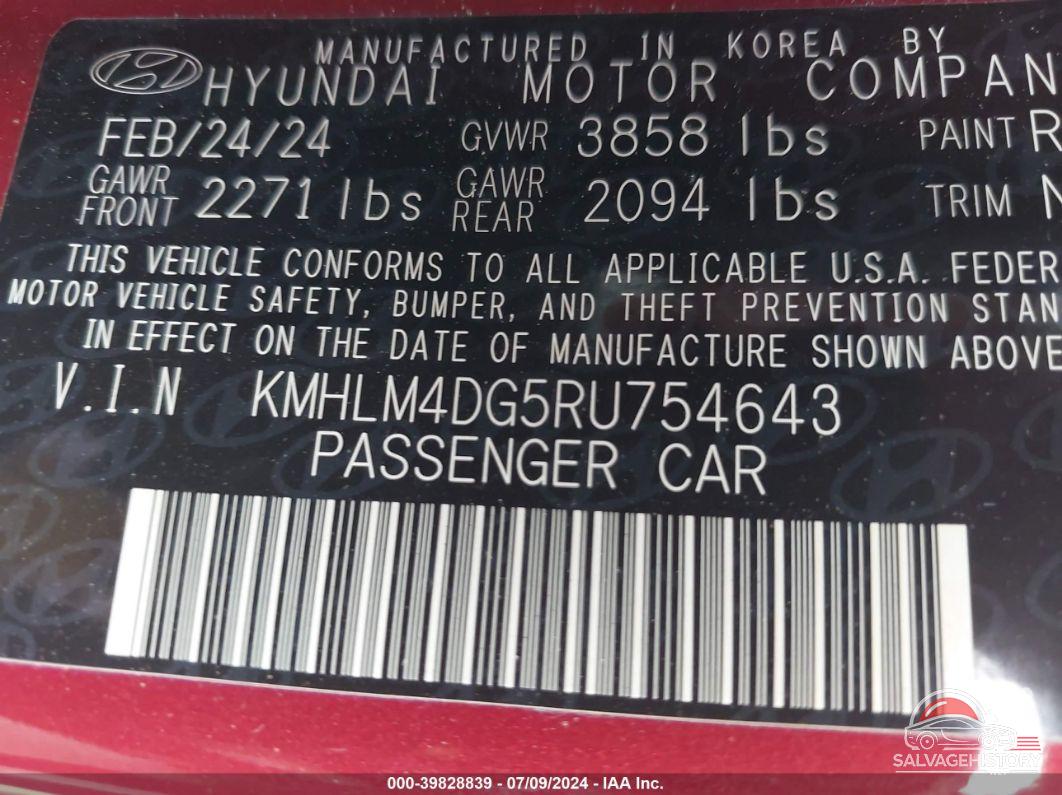 KMHLM4DG5RU754643 2024 HYUNDAI ELANTRA photo no. 9