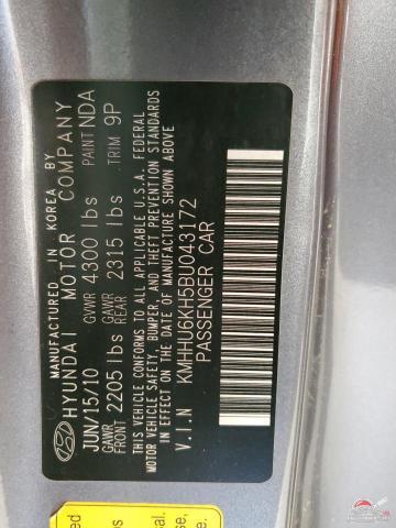 KMHHU6KH5BU043172 2011 HYUNDAI GENESIS photo no. 13