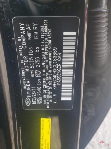 KMHGC4DHXCU183669 2012 HYUNDAI GENESIS photo no. 12