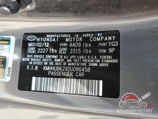 KMHHU6KJXDU086458 2013 HYUNDAI GENESIS photo no. 12