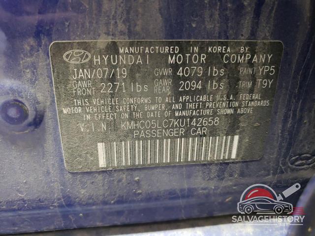 KMHC05LC7KU142658 2019 HYUNDAI IONIQ photo no. 12