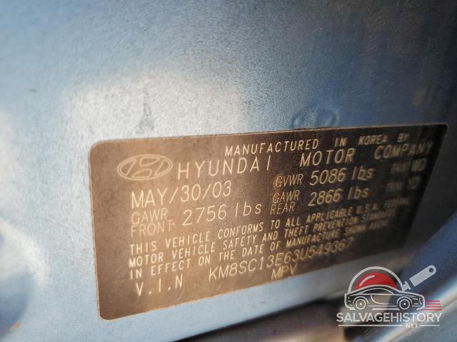 KM8SC13E63U549367 2003 HYUNDAI SANTA FE photo no. 13