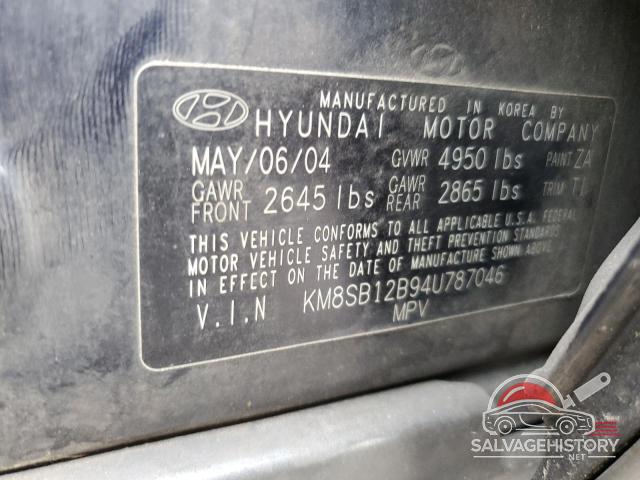 KM8SB12B94U787046 2004 HYUNDAI SANTA FE photo no. 13