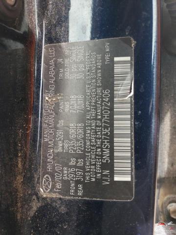 5NMSH73E77H072406 2007 HYUNDAI SANTA FE photo no. 13