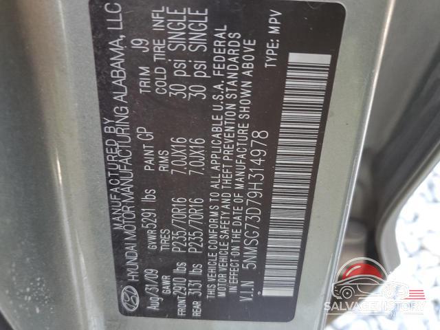 5NMSG73D79H314978 2009 HYUNDAI SANTA FE photo no. 13