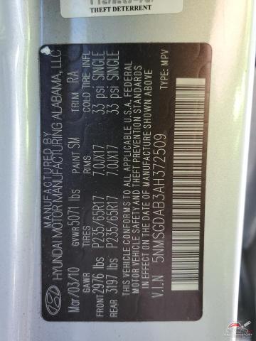5NMSGDAB3AH372509 2010 HYUNDAI SANTA FE photo no. 13
