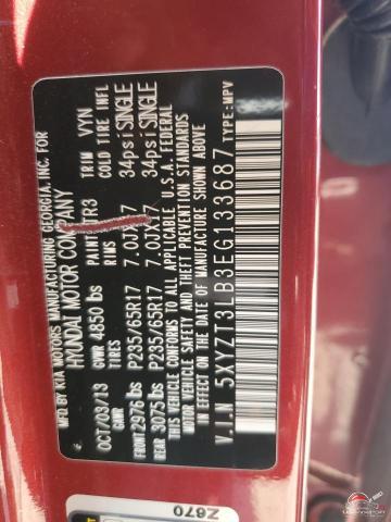 5XYZT3LB3EG133687 2014 HYUNDAI SANTA FE photo no. 13