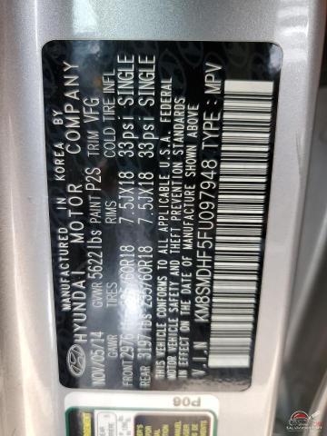 KM8SMDHF5FU097948 2015 HYUNDAI SANTA FE photo no. 13