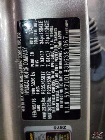 5XYZUDLB3HG391067 2017 HYUNDAI SANTA FE photo no. 12