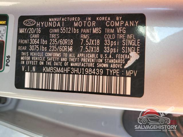 KM8SM4HF3HU198439 2017 HYUNDAI SANTA FE photo no. 13
