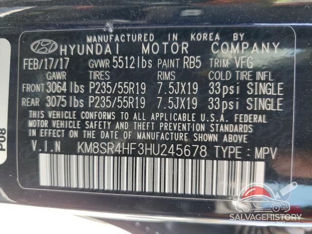 KM8SR4HF3HU245678 2017 HYUNDAI SANTA FE photo no. 13