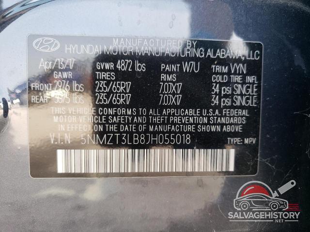 5NMZT3LB8JH055018 2018 HYUNDAI SANTA FE photo no. 13