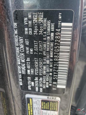 5XYZT3LB8JG572894 2018 HYUNDAI SANTA FE photo no. 13