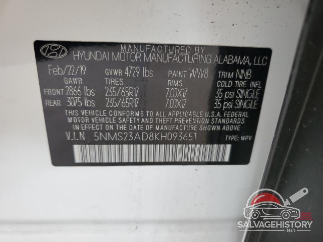5NMS23AD8KH093651 2019 HYUNDAI SANTA FE photo no. 13