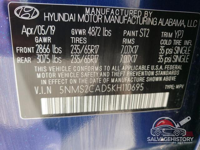 5NMS2CAD5KH110695 2019 HYUNDAI SANTA FE photo no. 13