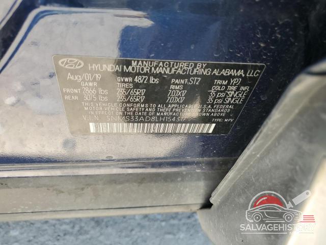 5NMS33AD8LH154317 2020 HYUNDAI SANTA FE photo no. 14