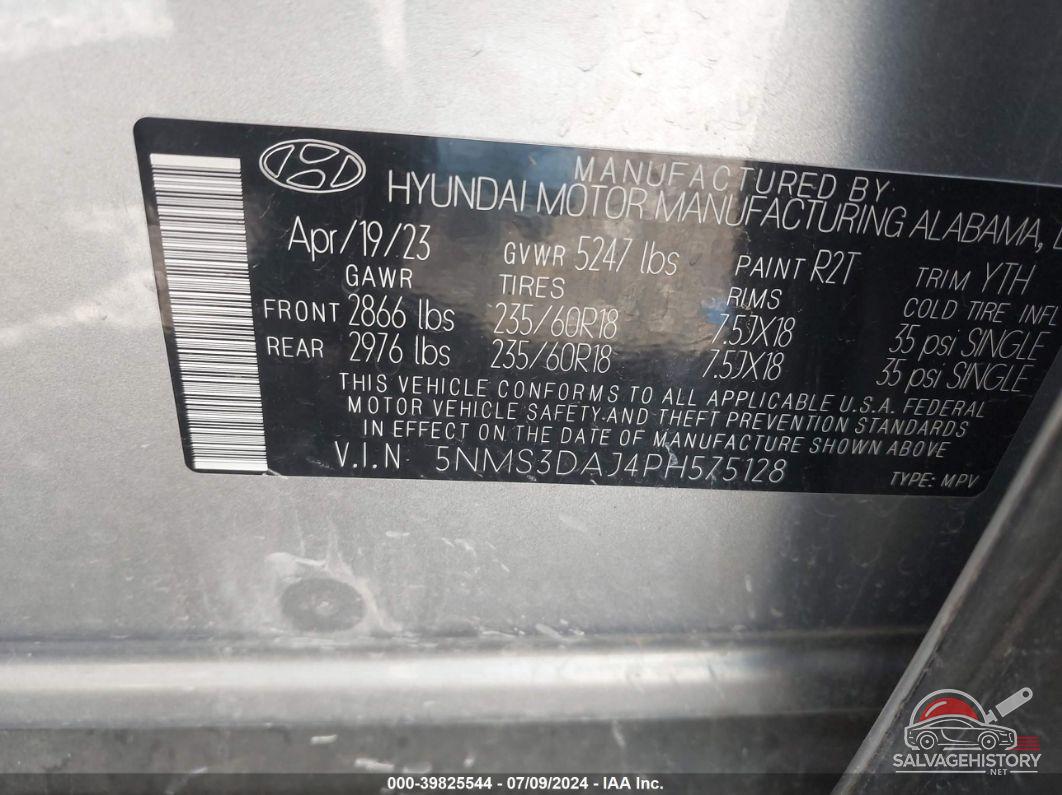 5NMS3DAJ4PH575128 2023 HYUNDAI SANTA FE photo no. 9