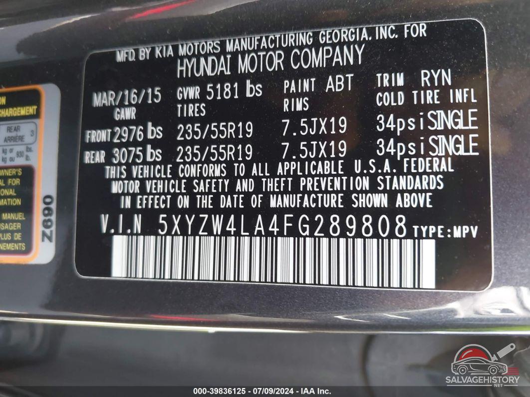 5XYZW4LA4FG289808 2015 HYUNDAI SANTA FE SPORT photo no. 9