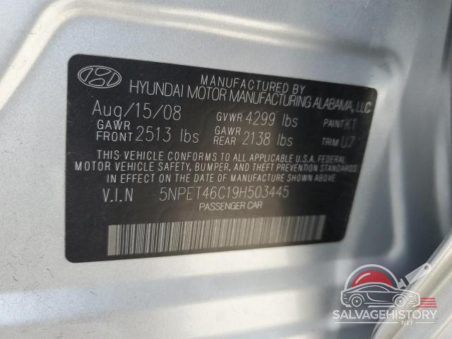 5NPET46C19H503445 2009 HYUNDAI SONATA photo no. 12