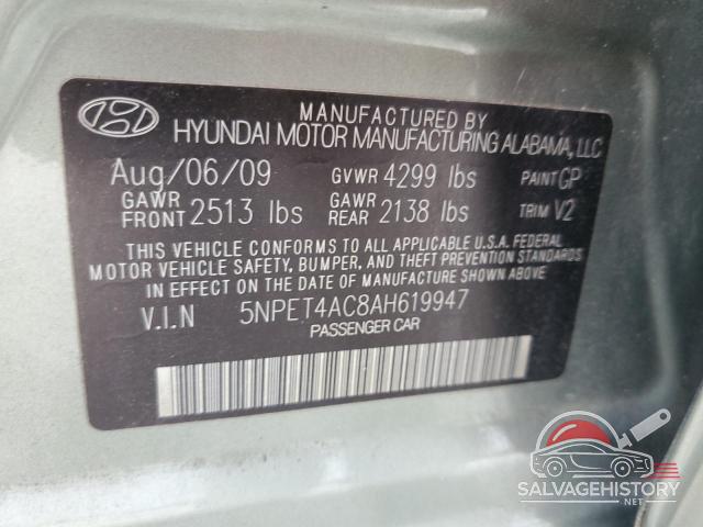 5NPET4AC8AH619947 2010 HYUNDAI SONATA photo no. 12