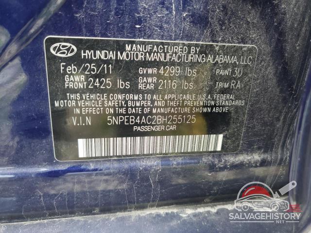 5NPEB4AC2BH255125 2011 HYUNDAI SONATA photo no. 13