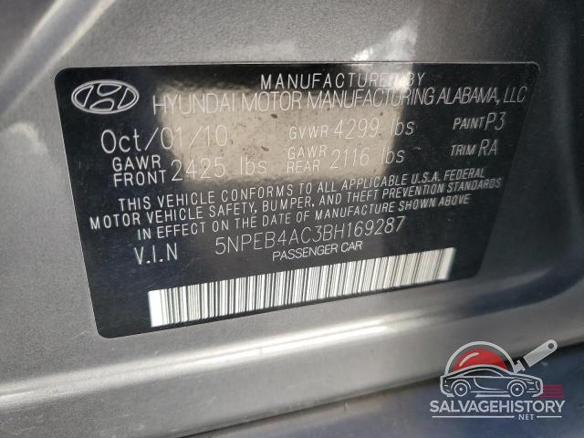 5NPEB4AC3BH169287 2011 HYUNDAI SONATA photo no. 12
