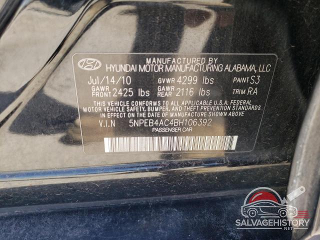5NPEB4AC4BH106392 2011 HYUNDAI SONATA photo no. 12