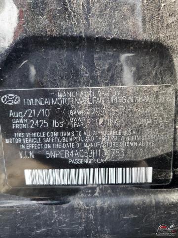 5NPEB4AC5BH134783 2011 HYUNDAI SONATA photo no. 12