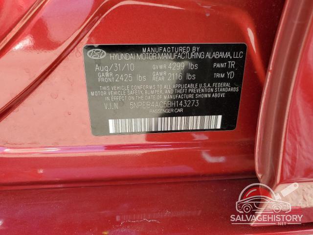 5NPEB4AC5BH143273 2011 HYUNDAI SONATA photo no. 12