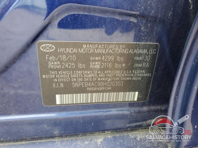 5NPEB4AC9BH020303 2011 HYUNDAI SONATA photo no. 12