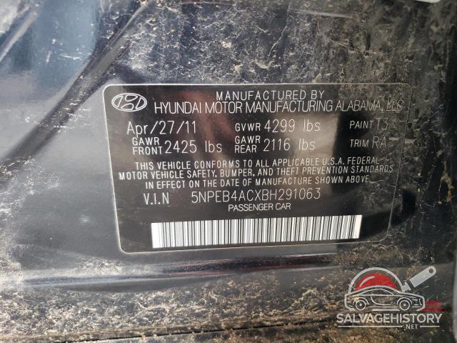 5NPEB4ACXBH291063 2011 HYUNDAI SONATA photo no. 12