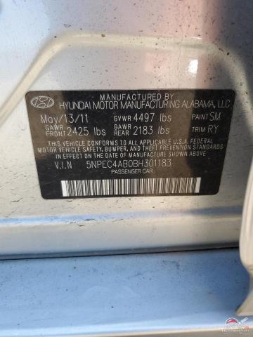 5NPEC4AB0BH301183 2011 HYUNDAI SONATA photo no. 12