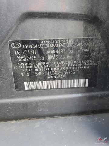 5NPEC4AB4BH259763 2011 HYUNDAI SONATA photo no. 12